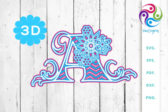 3D Multilayer Floral Chevron Letter a for Laser Cutting Signs