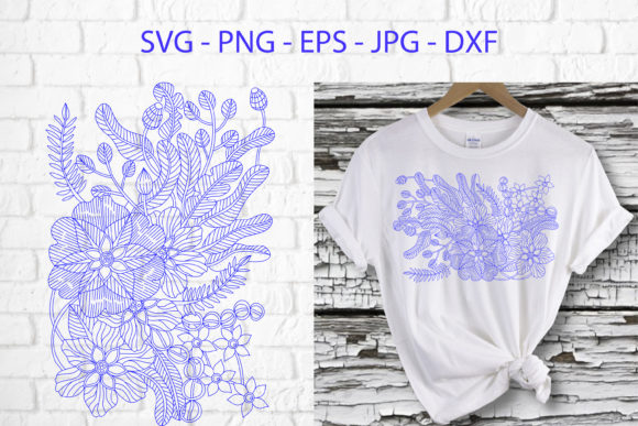 Boho Flowers, Doodle Floral Outline: Graphics & Illustrations for Local Brands