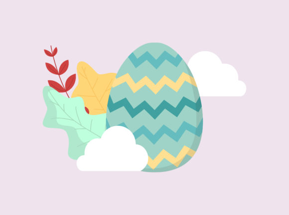 Easter Egg Blue Floral Cloud Vector Graphics and Illustrations