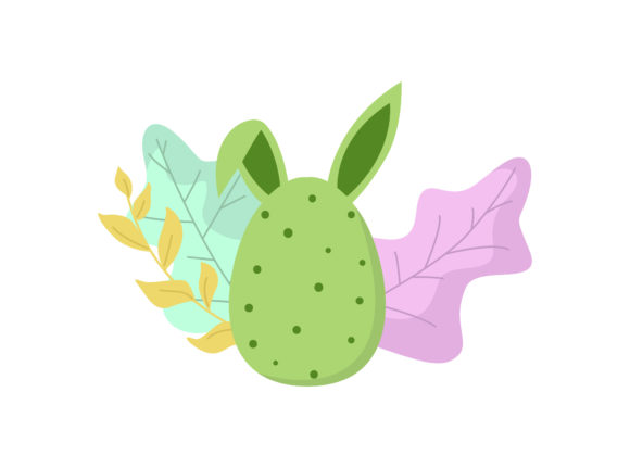 Easter Egg Ears Green Floral Vector Graphics & Illustrations