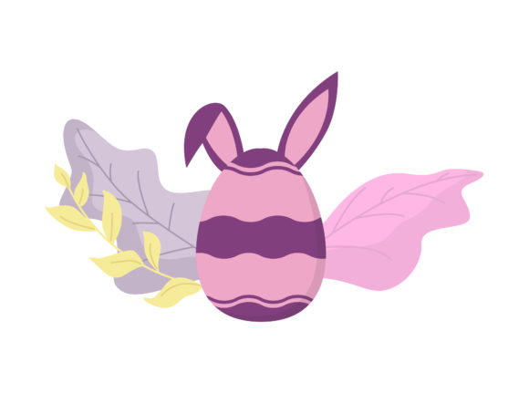 Easter Egg Ears Purple Floral Vector Graphics & Illustrations
