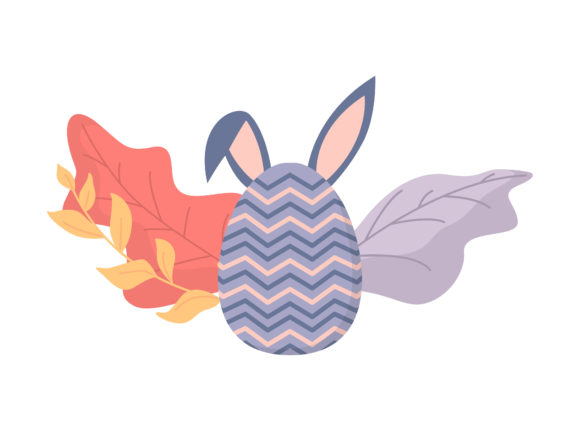 Easter Egg Ears Violet Floral Vector Graphics for Crafts