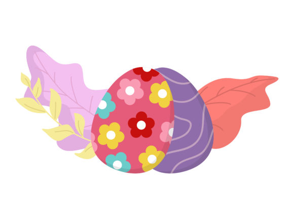 Easter Egg Flower Purple Floral Vector Graphics and Illustrations