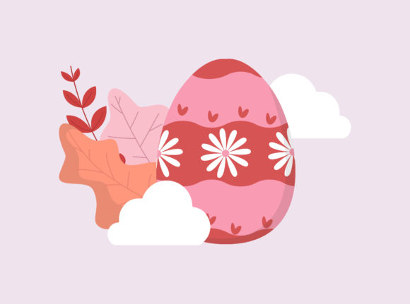 Easter Egg Flowers Floral Cloud Vector Graphics & Illustrations