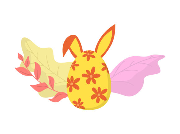 Easter Egg Flowers Pink Floral Vector Graphics and Illustrations