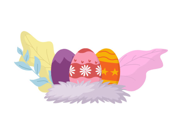 Easter Egg Orange Colorful Floral Vector Graphics & Illustrations