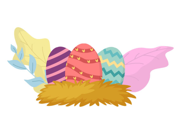 Easter Eggs Blue Colorful Floral Vector Graphics & Illustrations