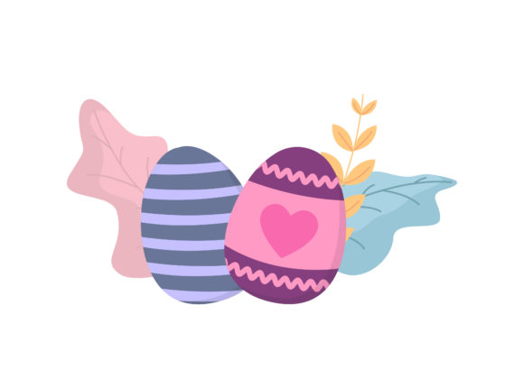 Easter Eggs Purple Blue Floral Vector Graphics & Illustrations