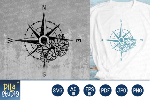 Floral Compass SVG File: Graphics and Illustrations for Modern Brands