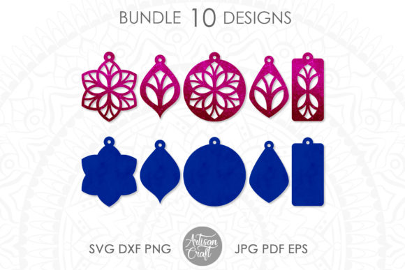Floral Earrings, Earring Template for Laser Cutting and Blog Graphics