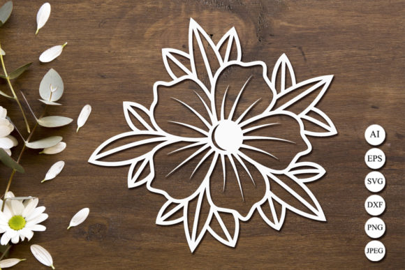 Flower Silhouette Cut File for Graphics and Crafts