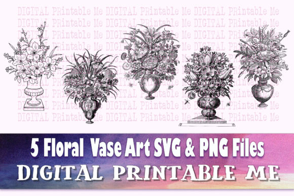 Flower Vase Illustration Floral Bouquet Graphics for Branding