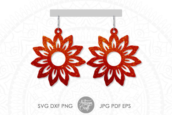 Sunflower Earring, Floral Earrings: Laser Cutting Graphics for Modern Blogs