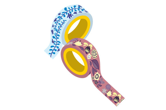 Washi Tape Roll Designs with Floral Accents for Crafts and Designs